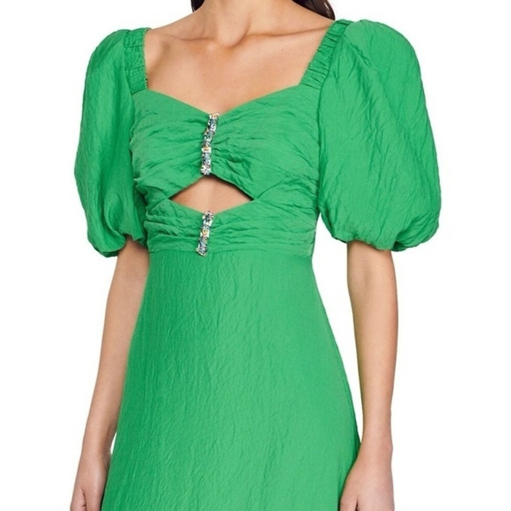 NWT! Sandro Elegant Green Puff Sleeve Dress, Size 40